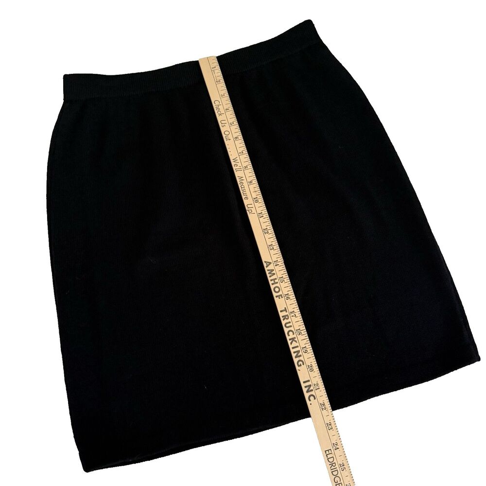 St John Basics Black Santana Knit Pencil Skirt Womens Size 14 Elastic Waist - Picture 2 of 8